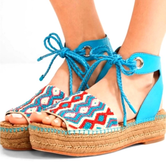 Sam Edelman Neera lace-up Platform heel
Espadrille beaded Sandals sz 11 - Picture 1 of 10